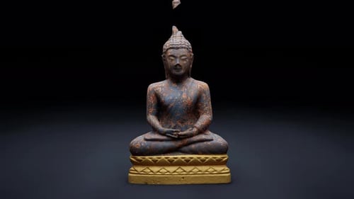 Buddha In Meditation Statue Animation