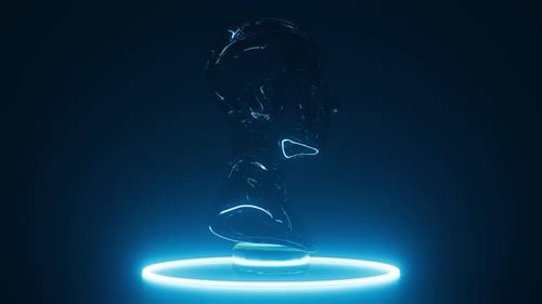Futuristic 3D Glass Cyborg Robot Bust Rotating Loop