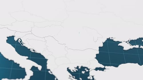 Destaque con azul el mapa 3D de Rumania con puntero rodeado de otros países en blanco