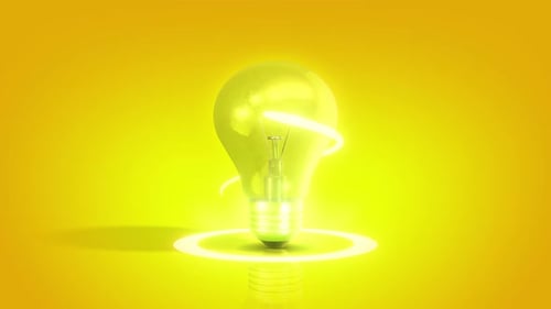 Glowing 3D Light Bulb Idea Turning On Animation