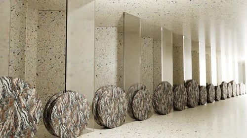 Feuille de fond carrée en verre et cercles pour salle de studio minimale 02 HD