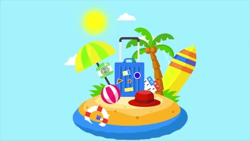Summer Travel Beach Vacation Flat Design Animation