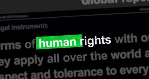 Human Rights Animated Text Highlight with Scrolling Keywords