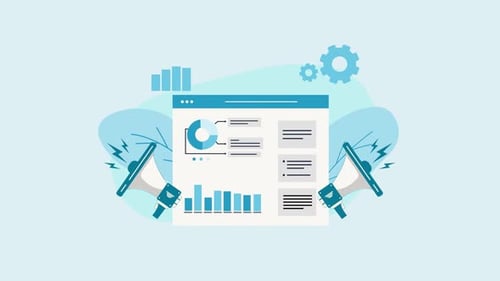 Animated Web Analytics Marketing Data Flat Design Concept