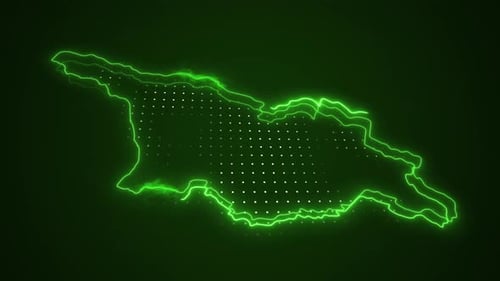 Glowing Neon Outline Digital Map Animation