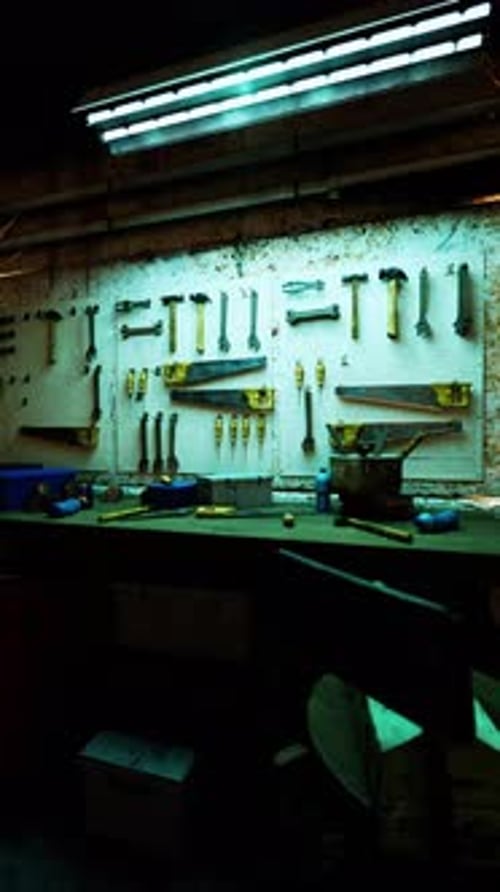Workbench With Various Tools