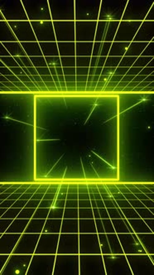 Neon Green Grid Tunnel Animated Background