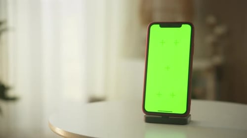 Smartphone Mockup With Green Screen on Stand