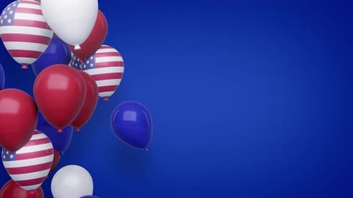 Floating Red White Blue American Flag Balloons Background