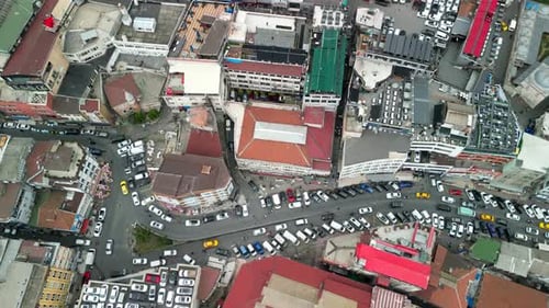 Suleymaniye Mosque and the European side of Istanbul reveal shot