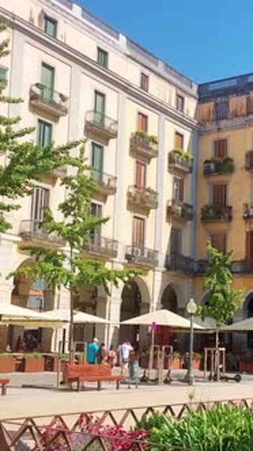 Monument in Placa De La Independencia of Girona Spain