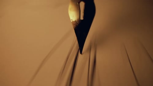 Closeup of Retro Fountain Pen Scribbling Random Swirls Ink Flow Nib Texture