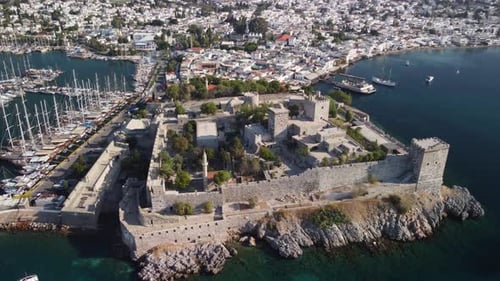 Fantastische Luftaufnahme der Burg von Bodrum in der Türkei