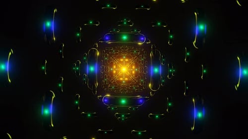 Dynamische abstrakte Animation mit Neongeometrie und Lichteffekten