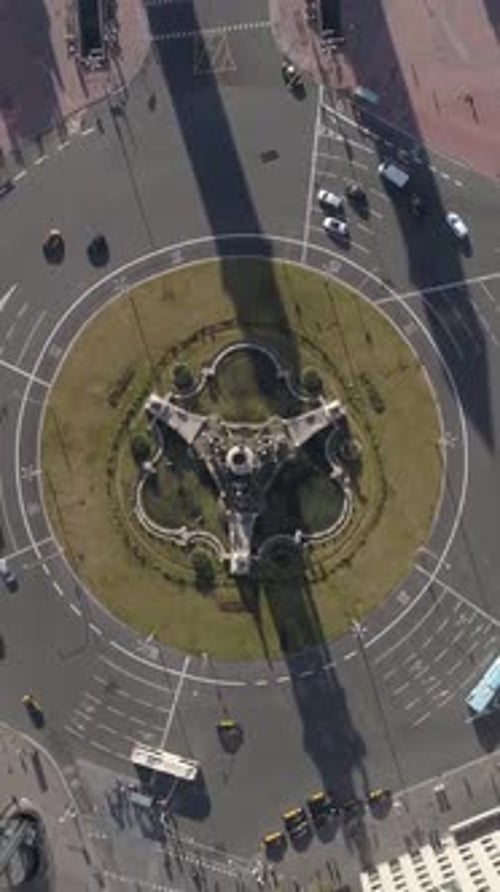Vertical Video of Barcelona España Square Traffic Spain Aerial