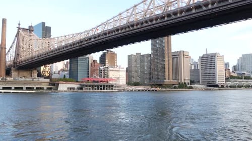 New York City Waterfront Skyline Manhattan Midtown Cityscape Queensboro Bridge Roosevelt Island