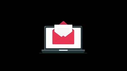Laptop Receiving Email Message Animation in Flat Design