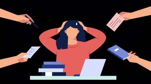 Stress bei der Arbeit für Frauen 4K auf Alpha