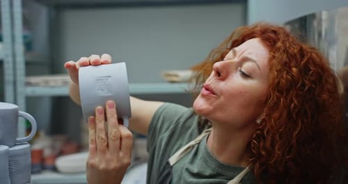 Workshop Woman or Check Ceramic Cup Pottery Design or Mug for Quality