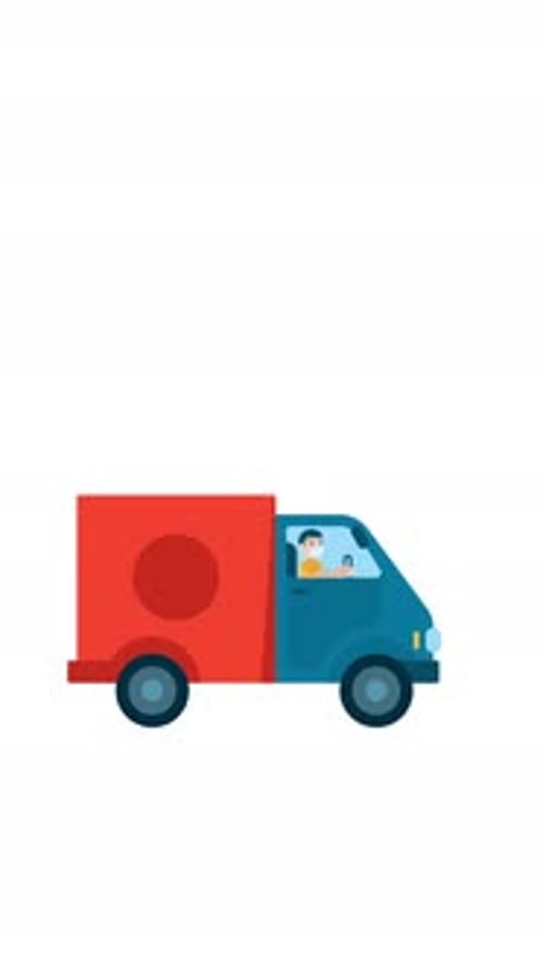 Flat Design Delivery Truck Driving Loop Animation