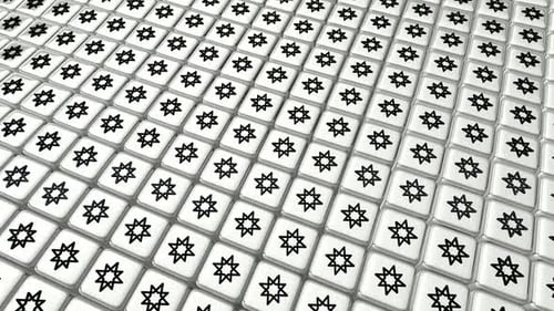 Floating Background with White Cubes, Exclusive, Reflection, Black Shapes, Unique Design, 3D Render