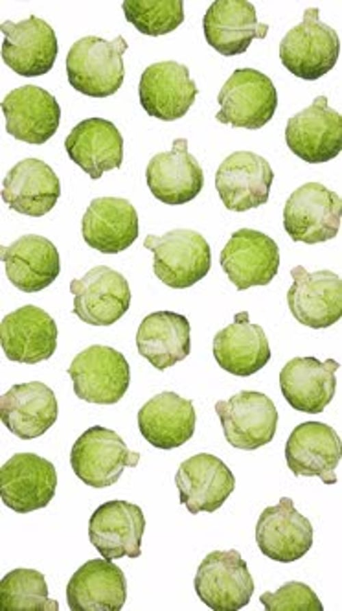 Vertical Falling Cabbages on White
