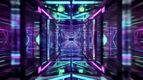 Futuristic Neon Glass Tunnel Motion Graphics