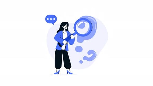 Question mark animation magnifying glass, suitable for business presentations, and educational.