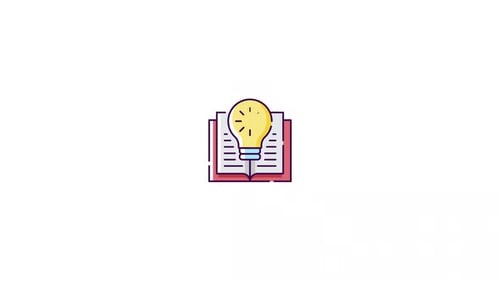 Animated Book and Idea Lightbulb Icon for Education Concept