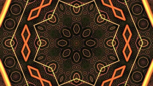 Abstract Glowing Geometric Kaleidoscope Mandala Background