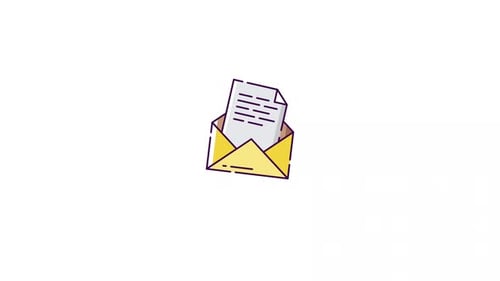 Animated Flat Mail Icon Revealing Document