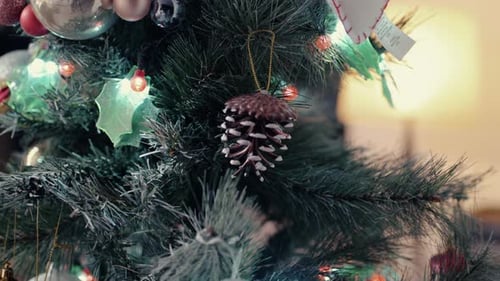 Decorated Christmas Tree with Pinecone and Ornaments