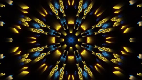 Glowing Geometric Neon Kaleidoscope Background Animation