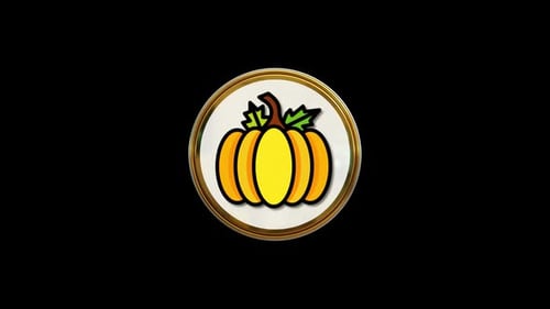 Pumpkin Circle Icon Loop Animation