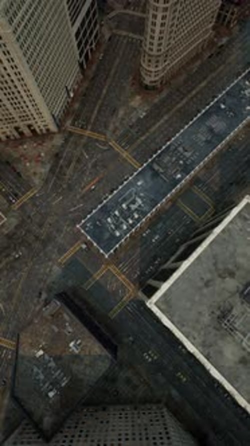 Aerial View of New York Downtown Building Roofs