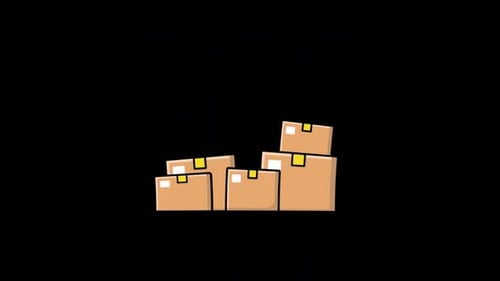 Flat Design Delivery Boxes Falling Animation