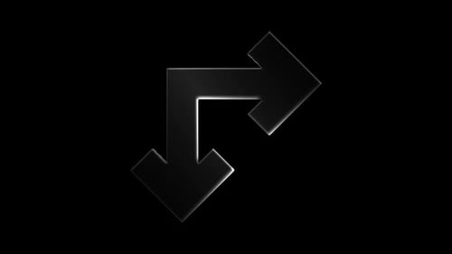 Two United Arrows In Straight Angle Pointing Left And Down