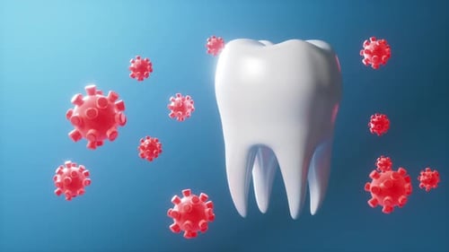 Human tooth with shield protector, dental protection, 3d rendering.