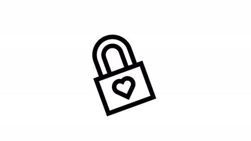 Flat Design Heart Padlock Opening and Closing Animation
