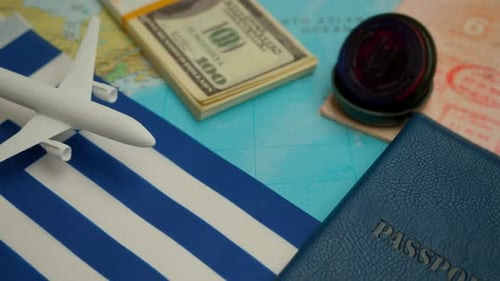 Planning a Trip to Greece, Airplane and Passport