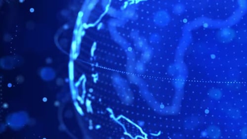 Blue Loop Marble Teamwork Digitale Wolken Erde rotierendes Netzwerk