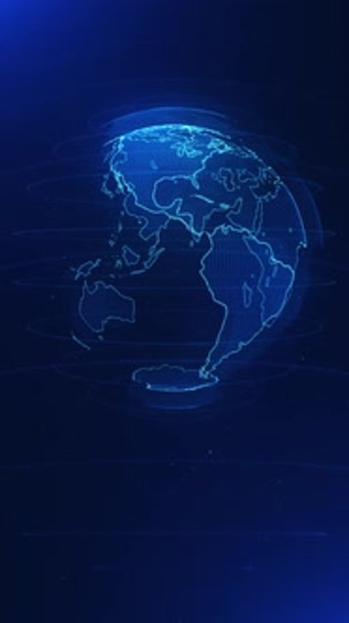 Futuristic Digital Earth Globe Rotation with Network Overlay