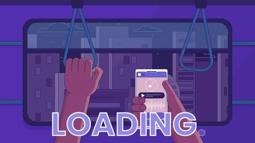 Pov listening music in subway train line 2D loading animation
