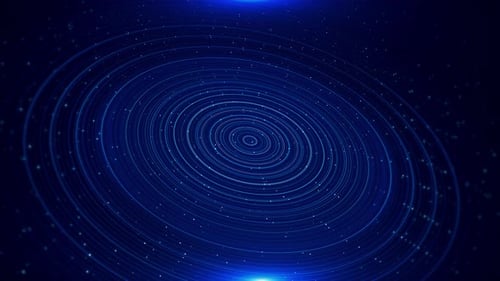 Glowing Blue Concentric Rings Abstract Space Background