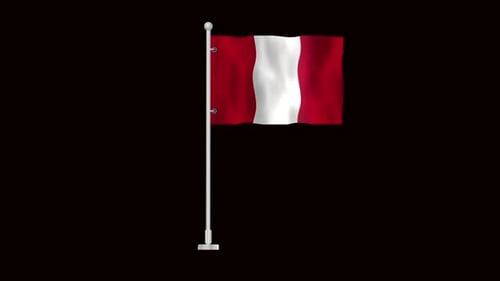 Realistic Waving Peru Flag Animation on Flagpole