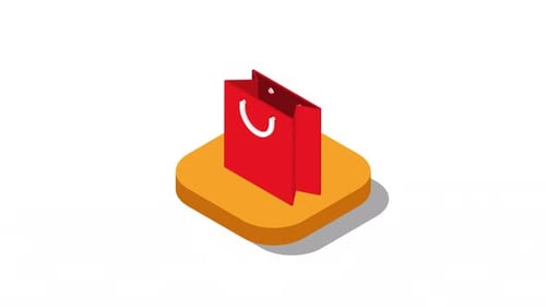 Animated 3D Isometric Shopping Bag Icon