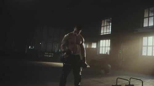 Man doing dumbbell workout