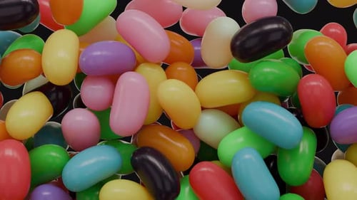 Close Up Falling Colorful Candy 3D Animation with Alpha Channel