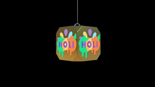 Holi Celebration Decorative Lantern with Colorful Paint Splatter Animation