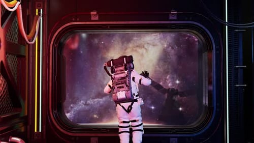 Astronaut Looks at Earth From Space Station Window